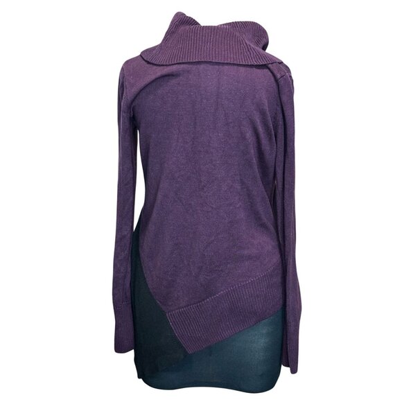 Calvin Klein Asymmetric Cowl Neck Sweater In Plum & Black S Petite - Picture 3 of 12